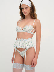 Budding Blossom Garter Belt White