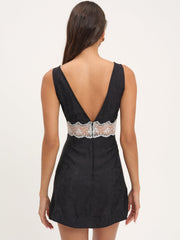 Bluebird Jacquard Mini Slip Dress Black