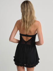 Elena Eyelet Slip Dress Black
