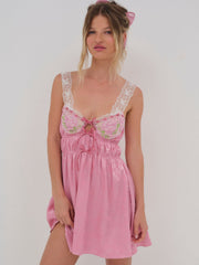 Rose Milk Eyelet Slip Dress Pink