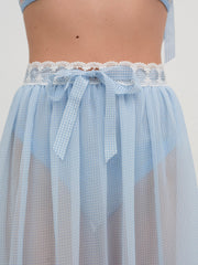 Dainty Doily Midi Skirt Blue