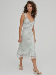 Mint Twist Jacquard Midi Slip Dress Mint