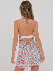 Forget Me Not Embroidery Slip Dress White