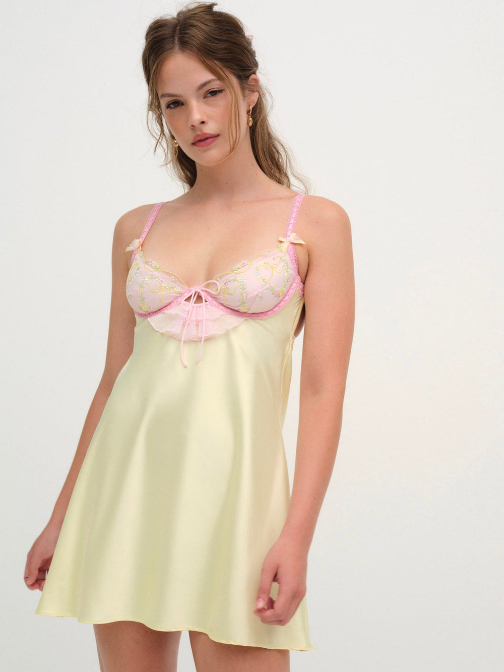 Sunny Bouquet Slip Dress Multi Yellow