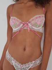 Rose Milk Eyelet Underwire Bra Pink