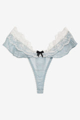 Bluebird Jacquard Thong Panty Dusty Blue