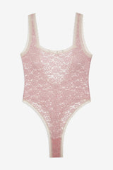 Pamela Stretch Lace Bodysuit Pink