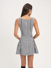 Scotch Bonnet Gingham Mini Dress Black