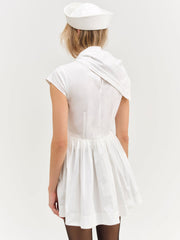 Helena Poplin Scarf Mini Dress White