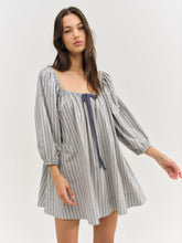 Linen Stripe Mini Dress Blue