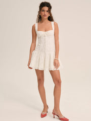 Daisy Lace Mini Dress White
