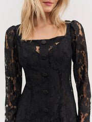 Claudia Rose Lace Long Sleeve Mini Dress Black