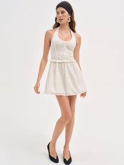 Janice Halter Mini Dress White