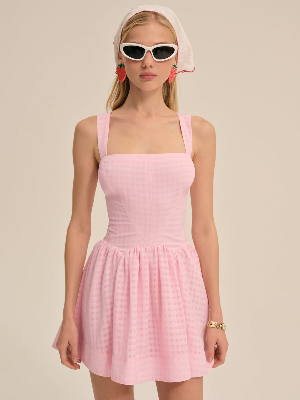 Ginny Gingham Mini Dress Pink