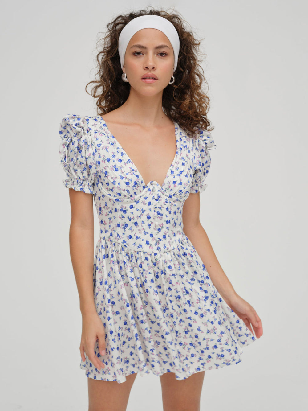 Paulina Puff Sleeve Dress Blue