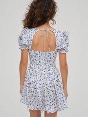 Paulina Puff Sleeve Dress Blue
