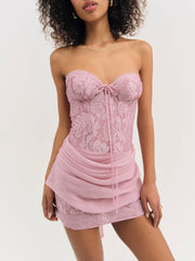 Claudia Rose Lace Micro Mini Dress Mulberry