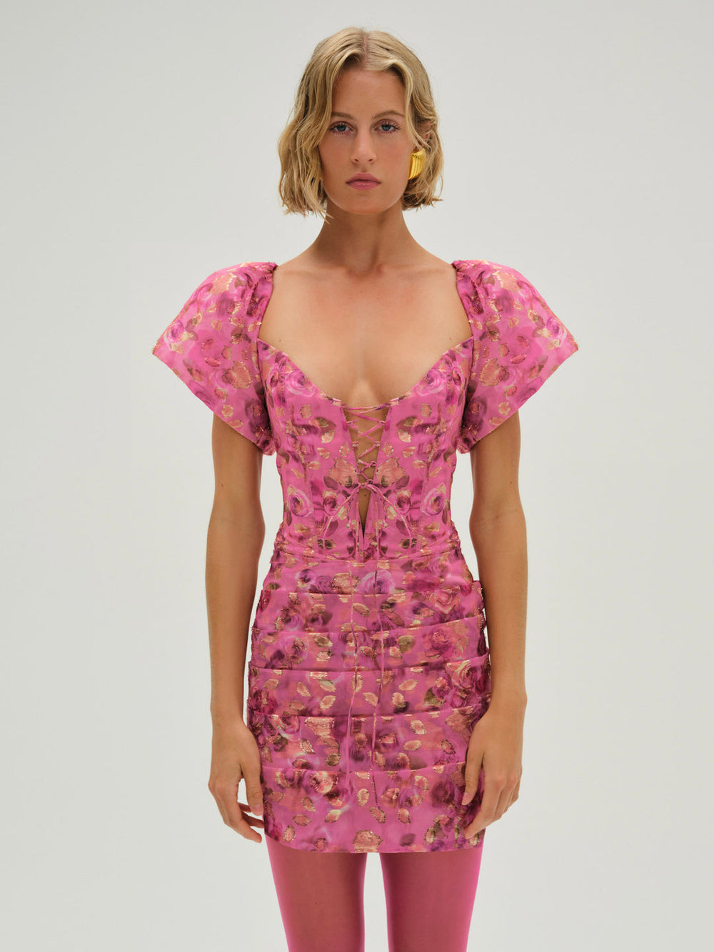 Blurred Roses Mini Dress Pink