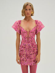 Blurred Roses Mini Dress Pink