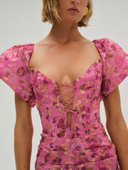 Blurred Roses Mini Dress Pink