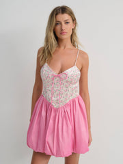 Berry Bud Bubble Mini Dress Pink