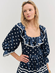 Seaside Dot Mini Dress Navy
