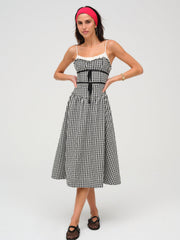 Georgia Gingham Midi Dress Black