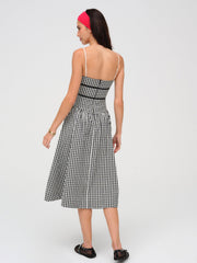 Georgia Gingham Midi Dress Black