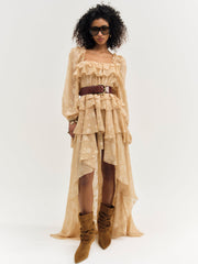 Colette Satin Burnout Maxi Dress Taupe