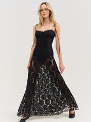 Claudia Rose Lace Maxi Dress Black