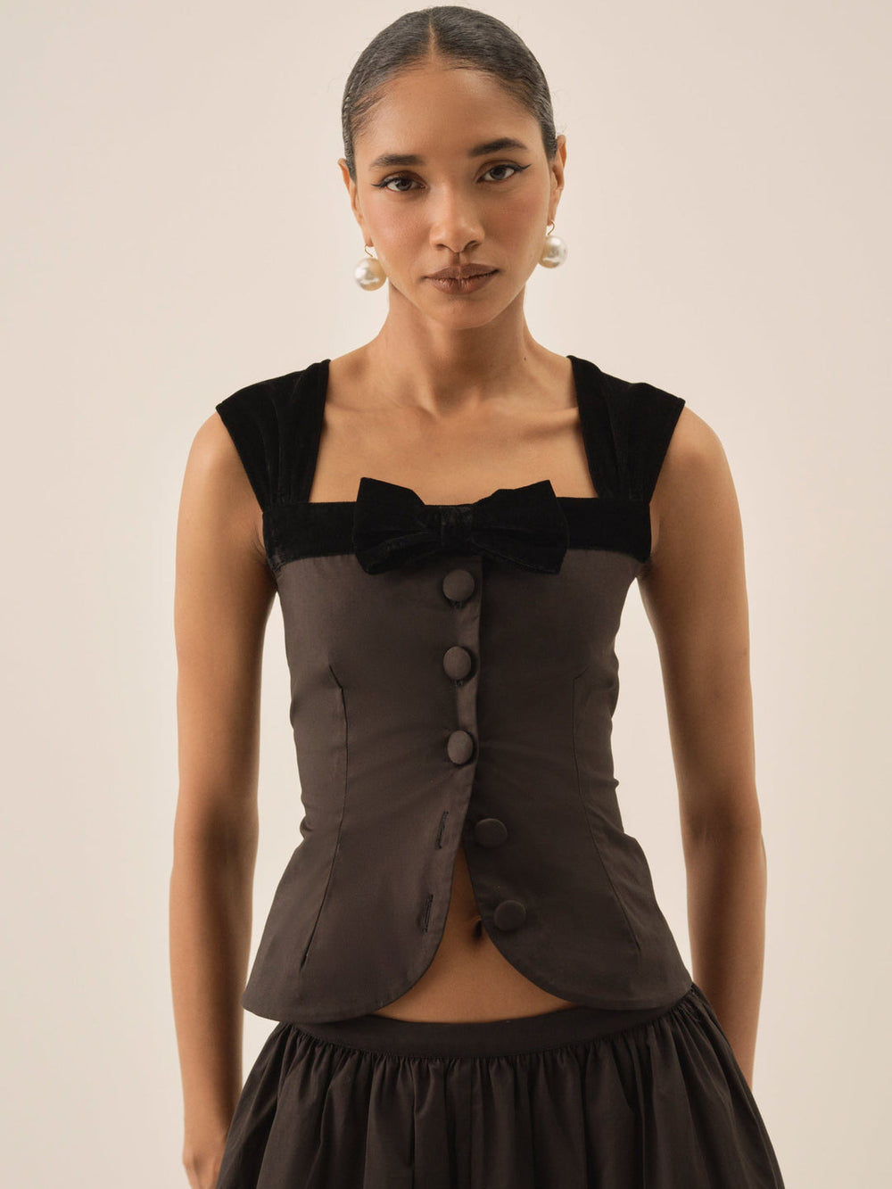 Train Station Poplin Top Black