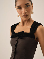 Train Station Poplin Top Black