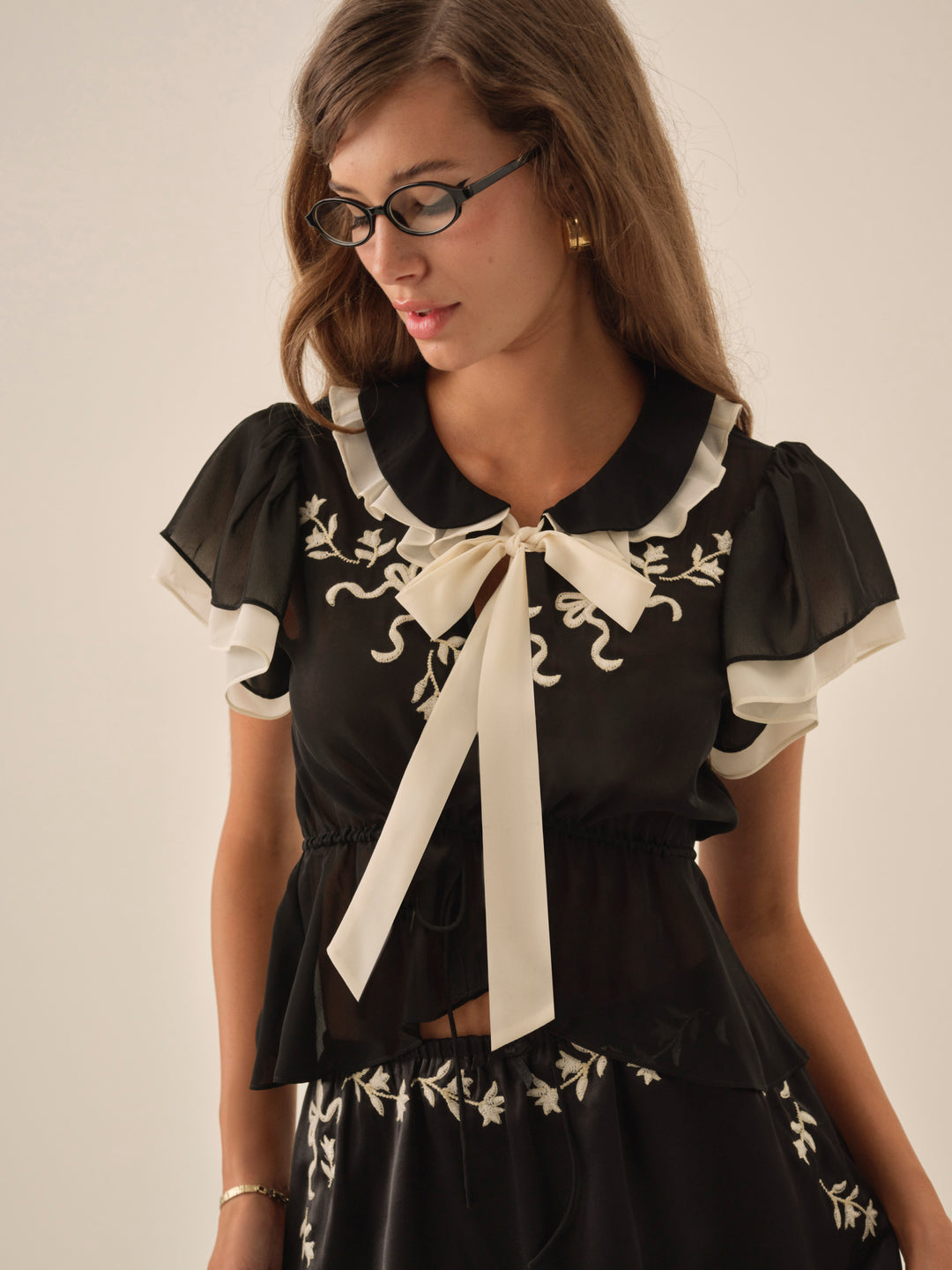 Emmie Chiffon Top Black