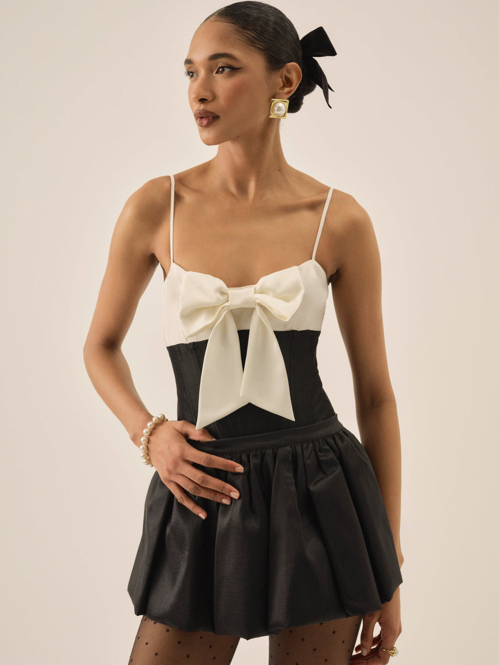 Emalie Taffeta Bodysuit Black