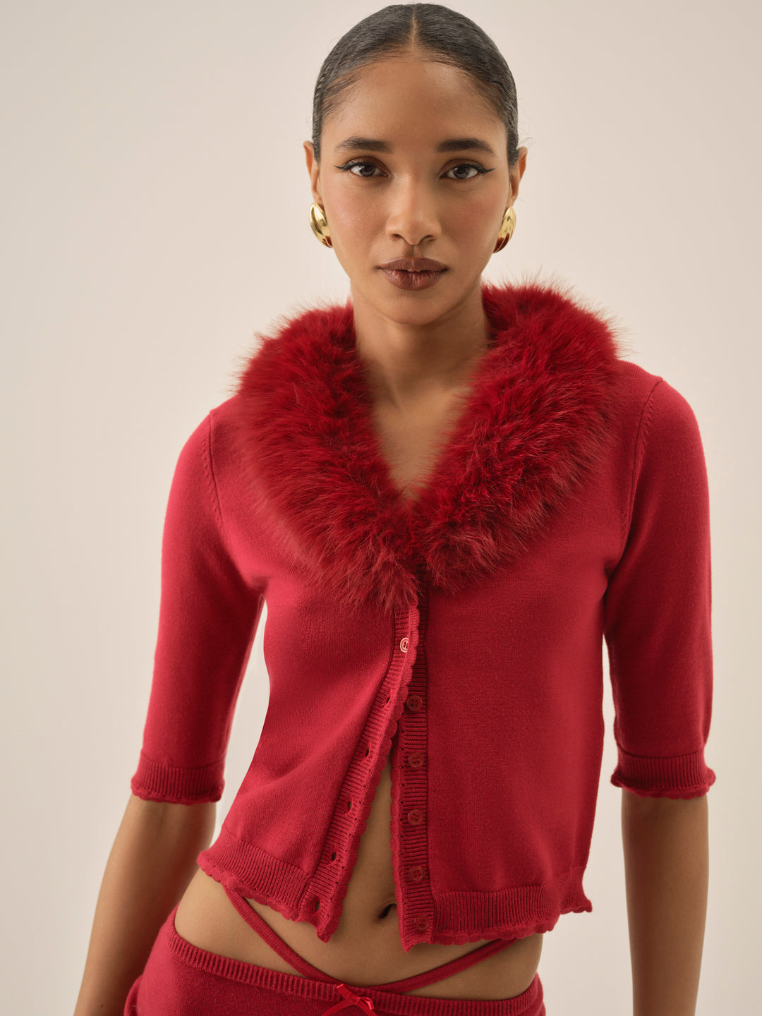 Maura Knit Cardigan Red