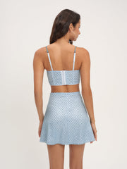 Glitter Grid Bustier Top Blue