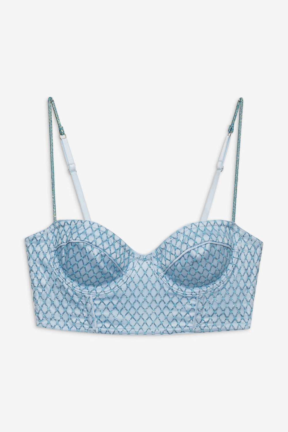 Glitter Grid Bustier Top Blue
