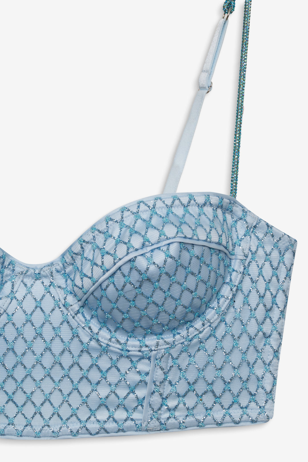 Glitter Grid Bustier Top Blue