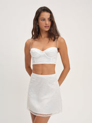 Glitter Grid Bustier Top White