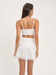 Glitter Grid Bustier Top White