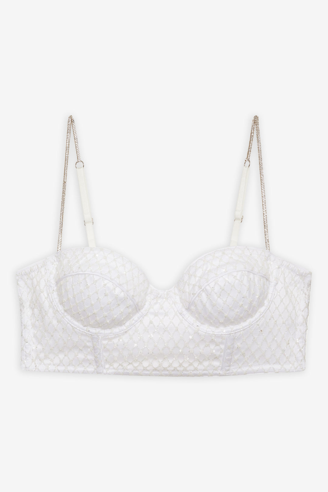 Glitter Grid Bustier Top White