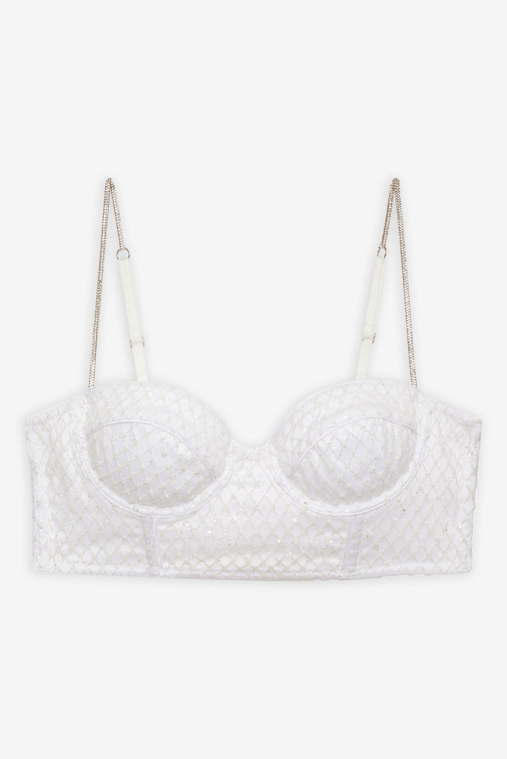 Glitter Grid Bustier Top White