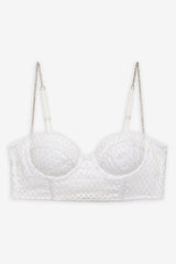 Glitter Grid Bustier Top White