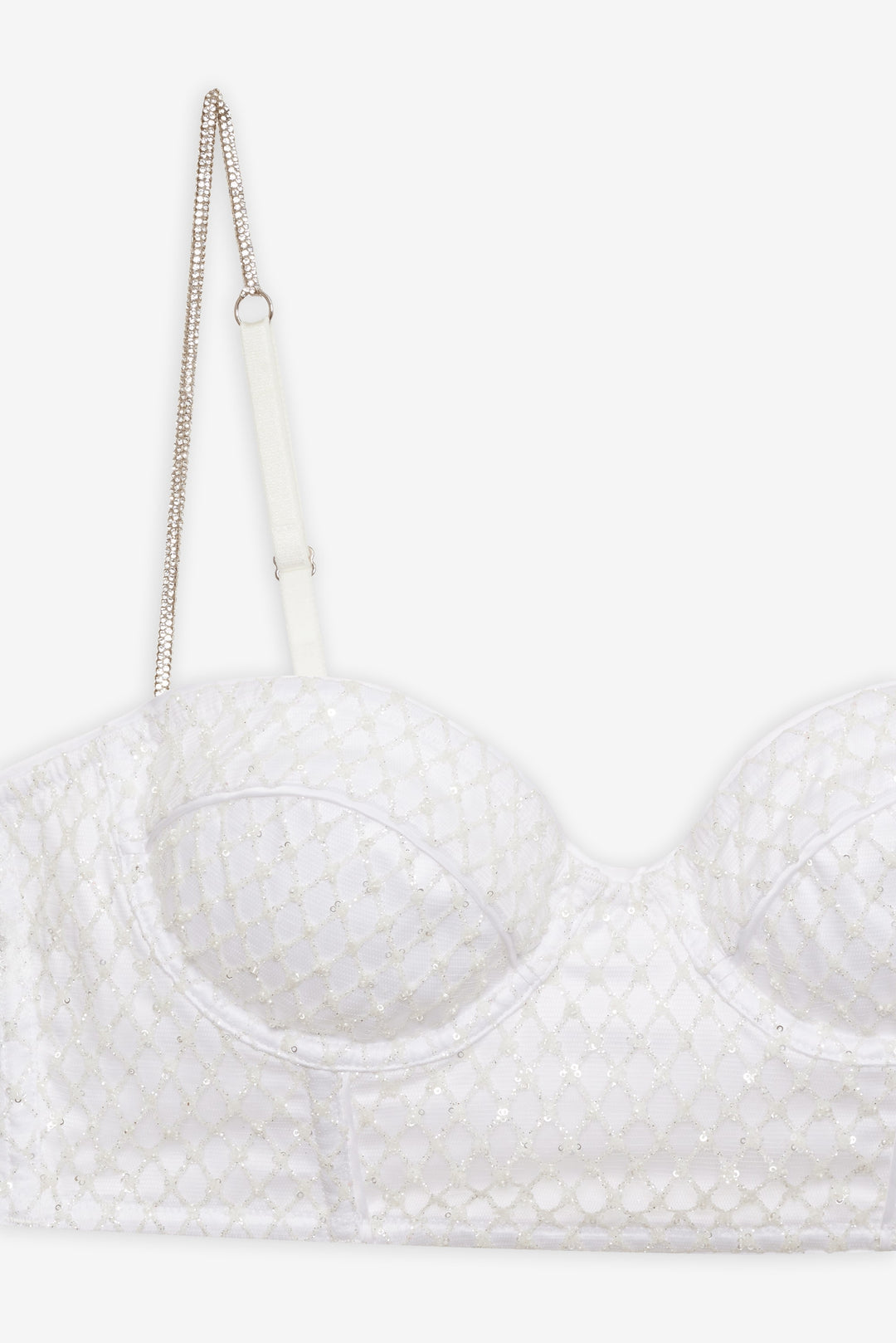 Glitter Grid Bustier Top White