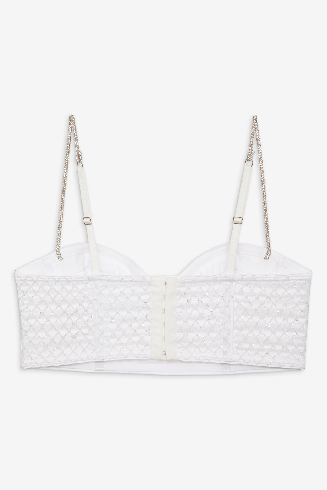 Glitter Grid Bustier Top White