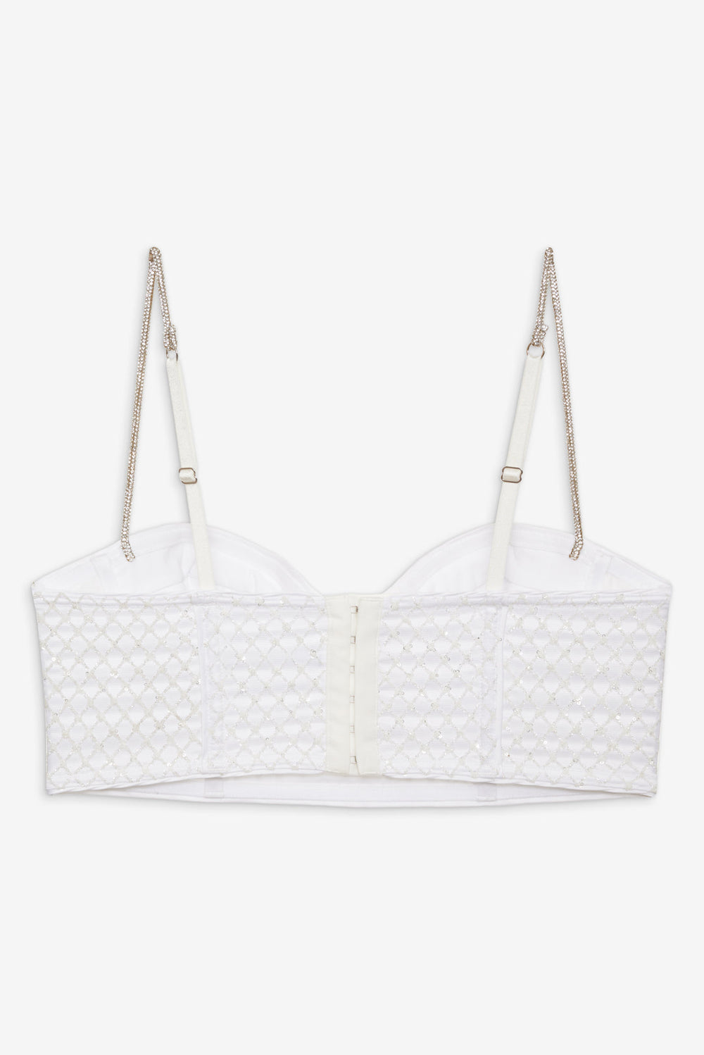 Glitter Grid Bustier Top White