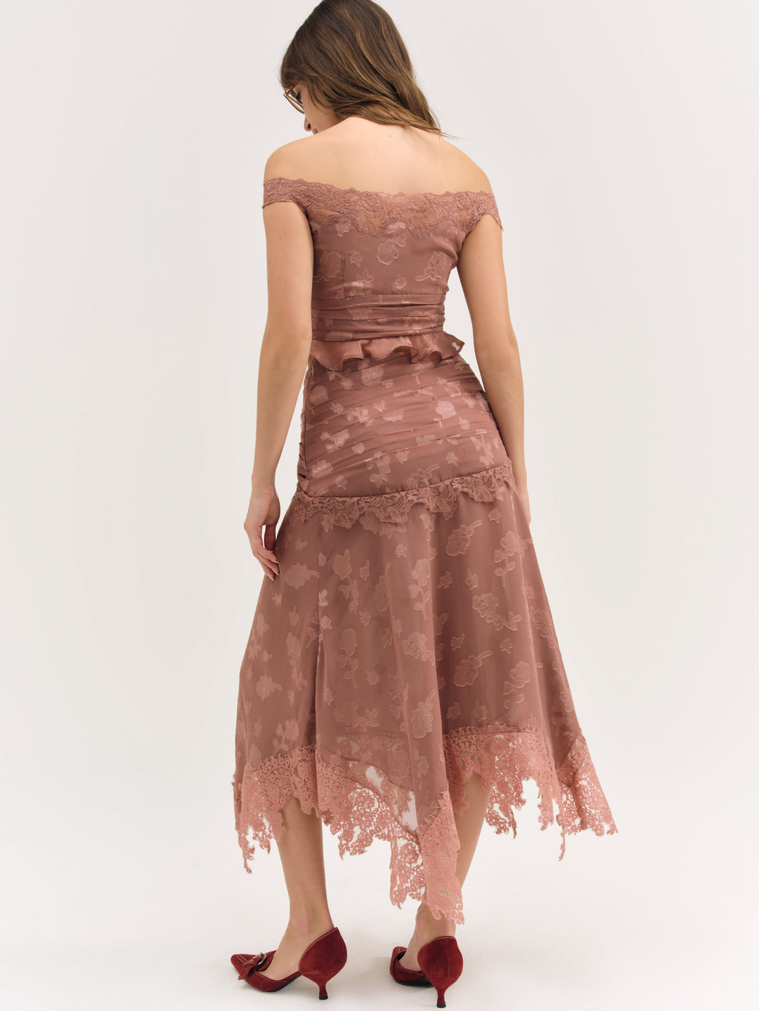 Colette Satin Burnout Top Mahogany