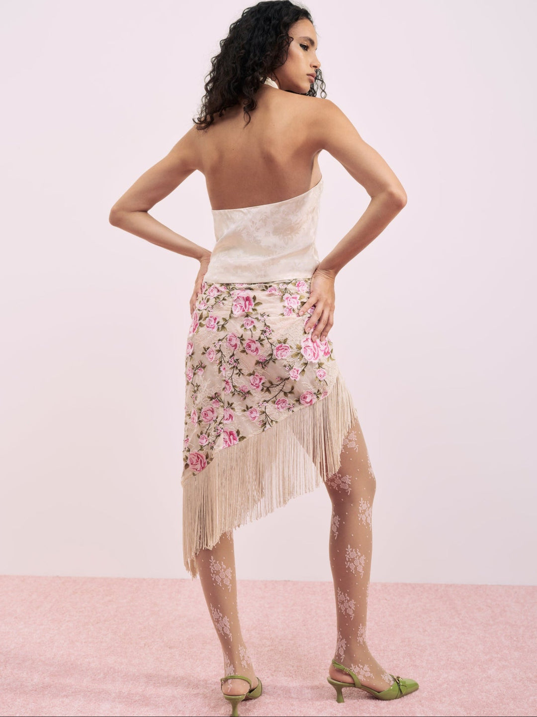 Esme Silk Jacquard Top Pink