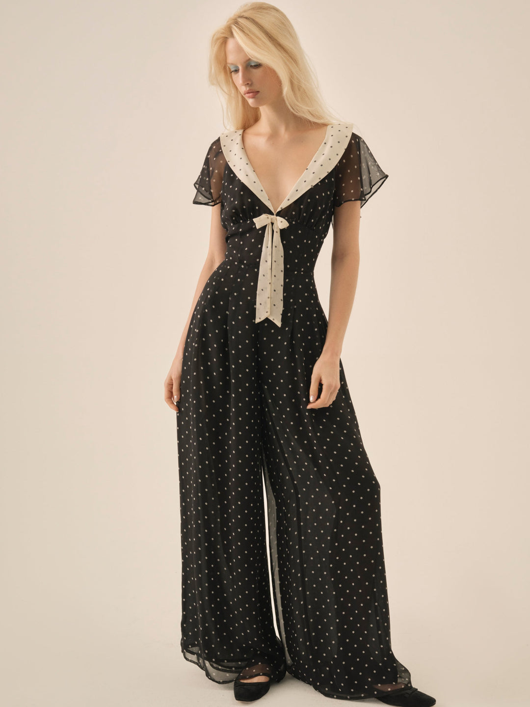 Dottie Dot Pantsuit Black