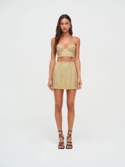 Glitter Grid Bustier Top Gold